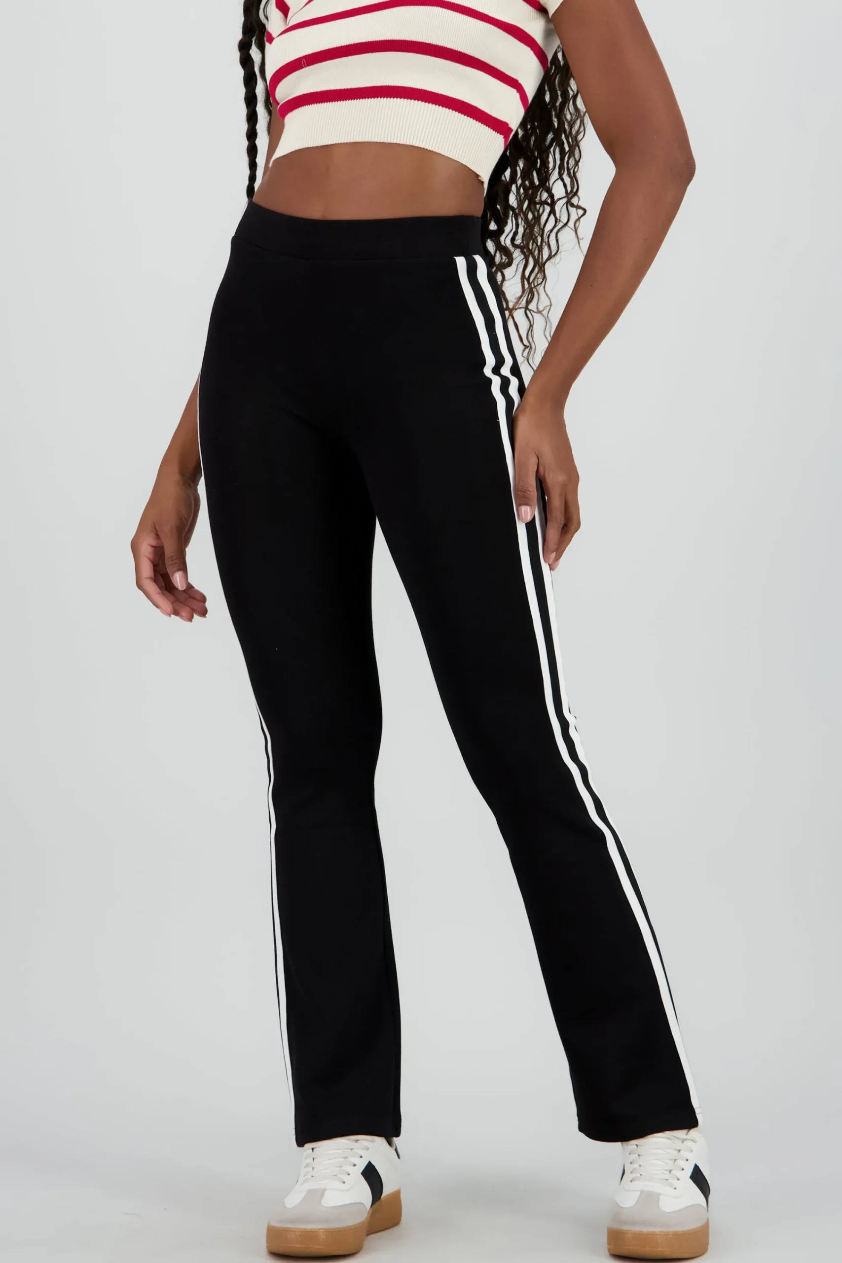 Shasa Soft Flare Pants with Stripes