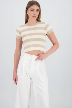 Shasa Soft Stripped Short Sleeve Top