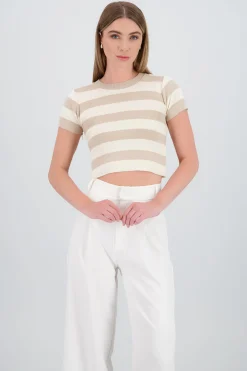 Shasa Soft Stripped Short Sleeve Top