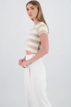Shasa Soft Stripped Short Sleeve Top