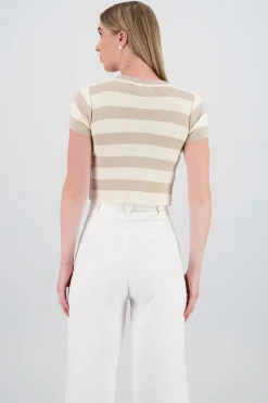 Shasa Soft Stripped Short Sleeve Top