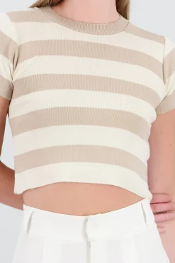 Shasa Soft Stripped Short Sleeve Top