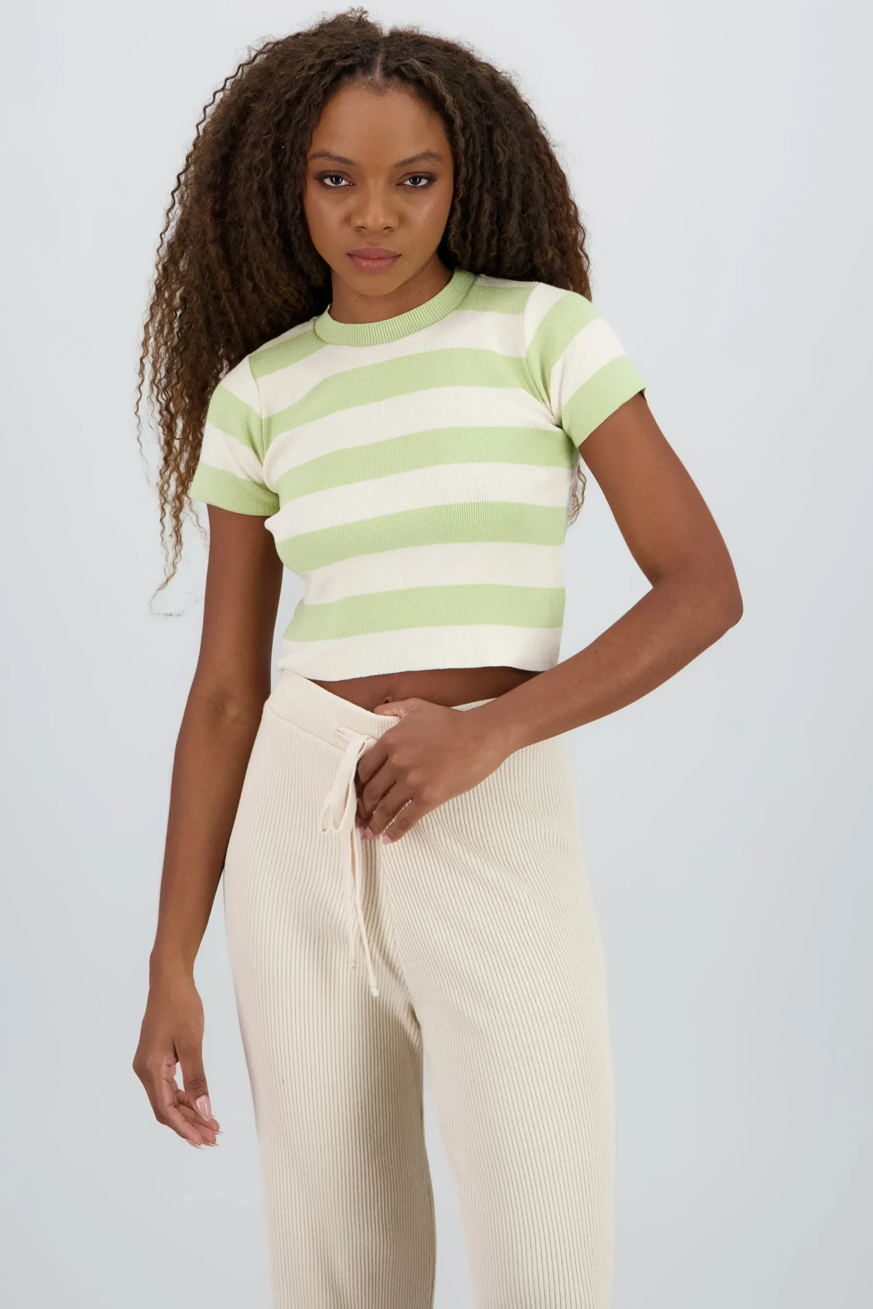 Shasa Soft Stripped Short Sleeve Top