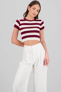 Shasa Soft Stripped Short Sleeve Top