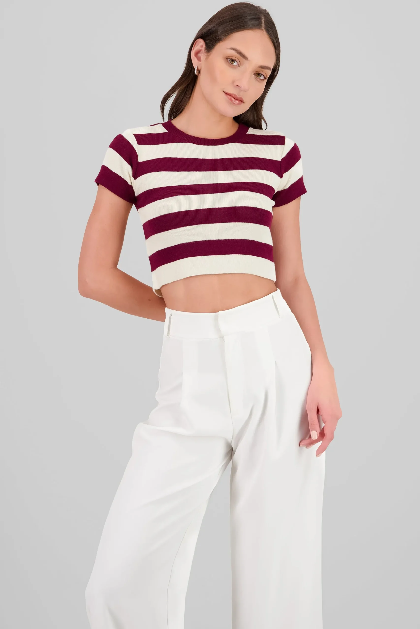 Shasa Soft Stripped Short Sleeve Top