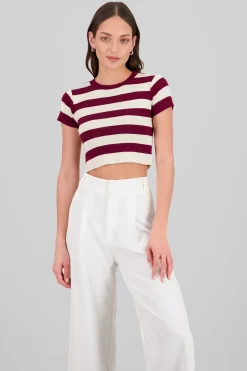 Shasa Soft Stripped Short Sleeve Top