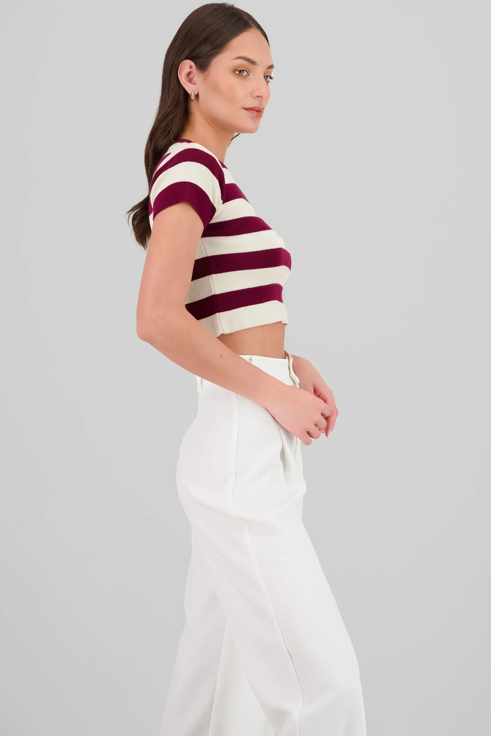 Shasa Soft Stripped Short Sleeve Top