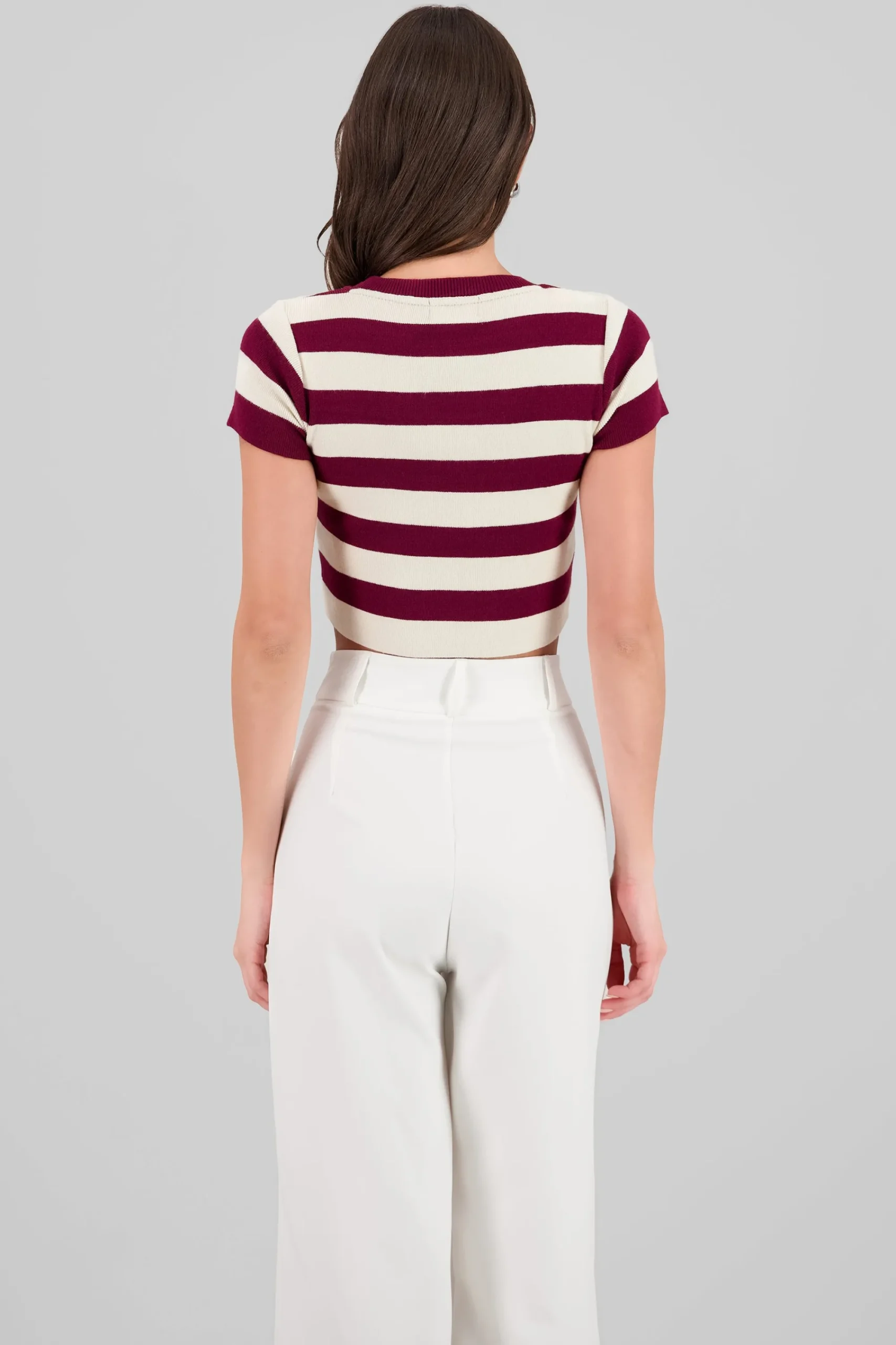 Shasa Soft Stripped Short Sleeve Top