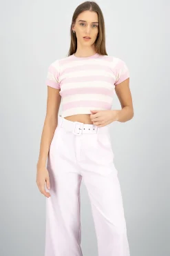 Shasa Soft Stripped Short Sleeve Top