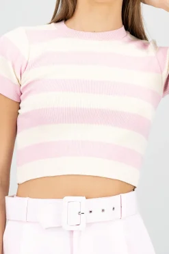 Shasa Soft Stripped Short Sleeve Top