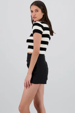 Shasa Soft Stripped Short Sleeve Top