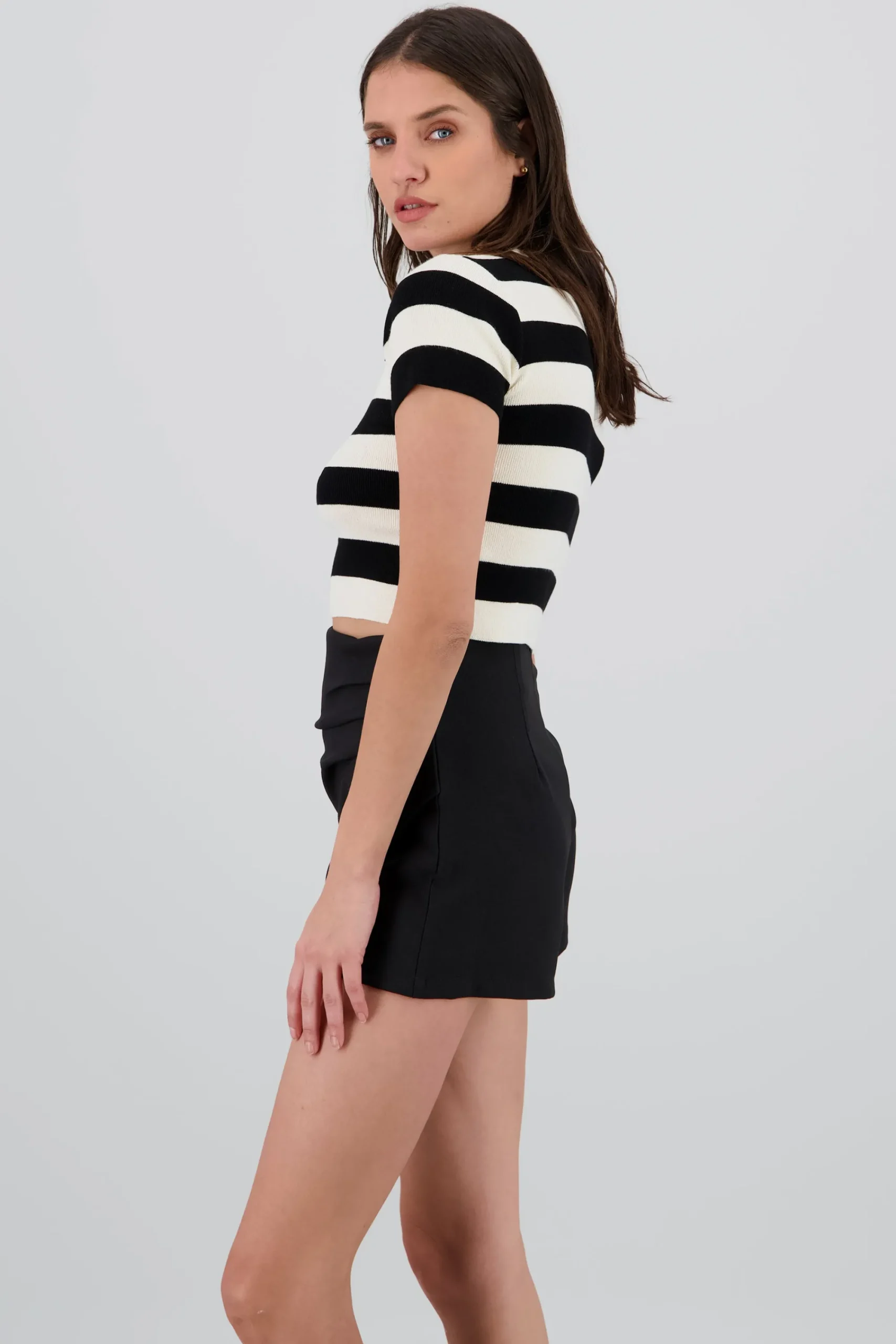Shasa Soft Stripped Short Sleeve Top