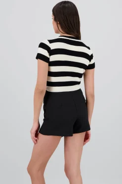 Shasa Soft Stripped Short Sleeve Top