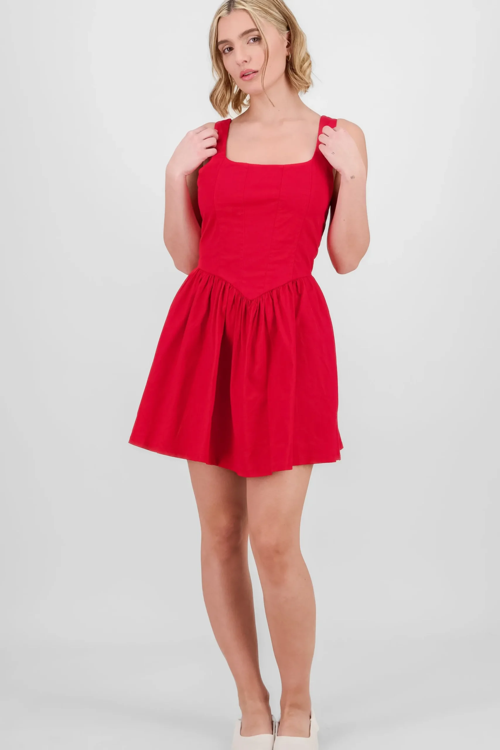 Shasa Solid Balloon Mini Dress