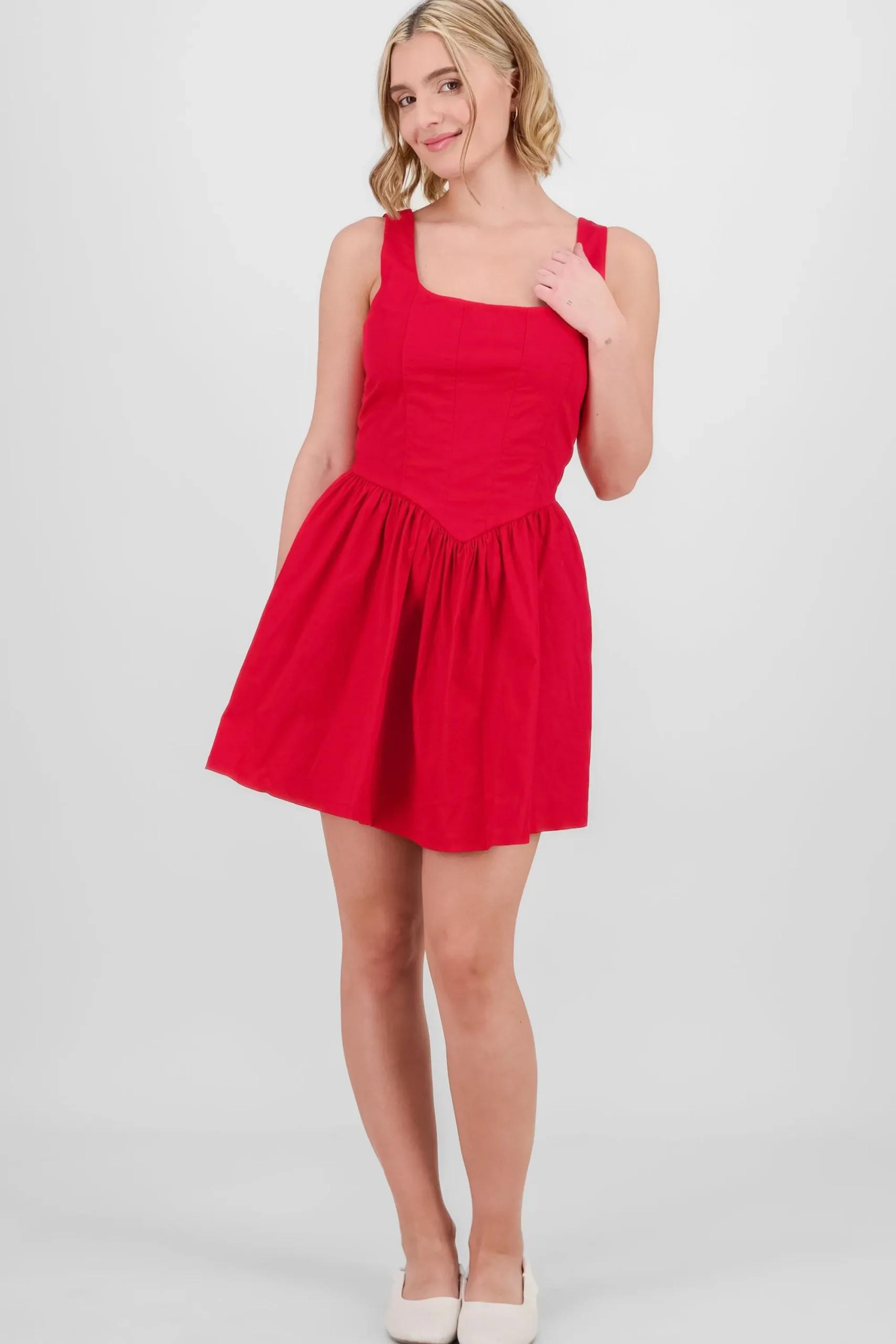 Shasa Solid Balloon Mini Dress