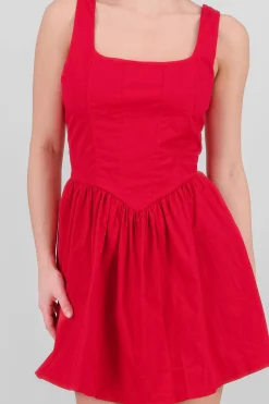 Shasa Solid Balloon Mini Dress