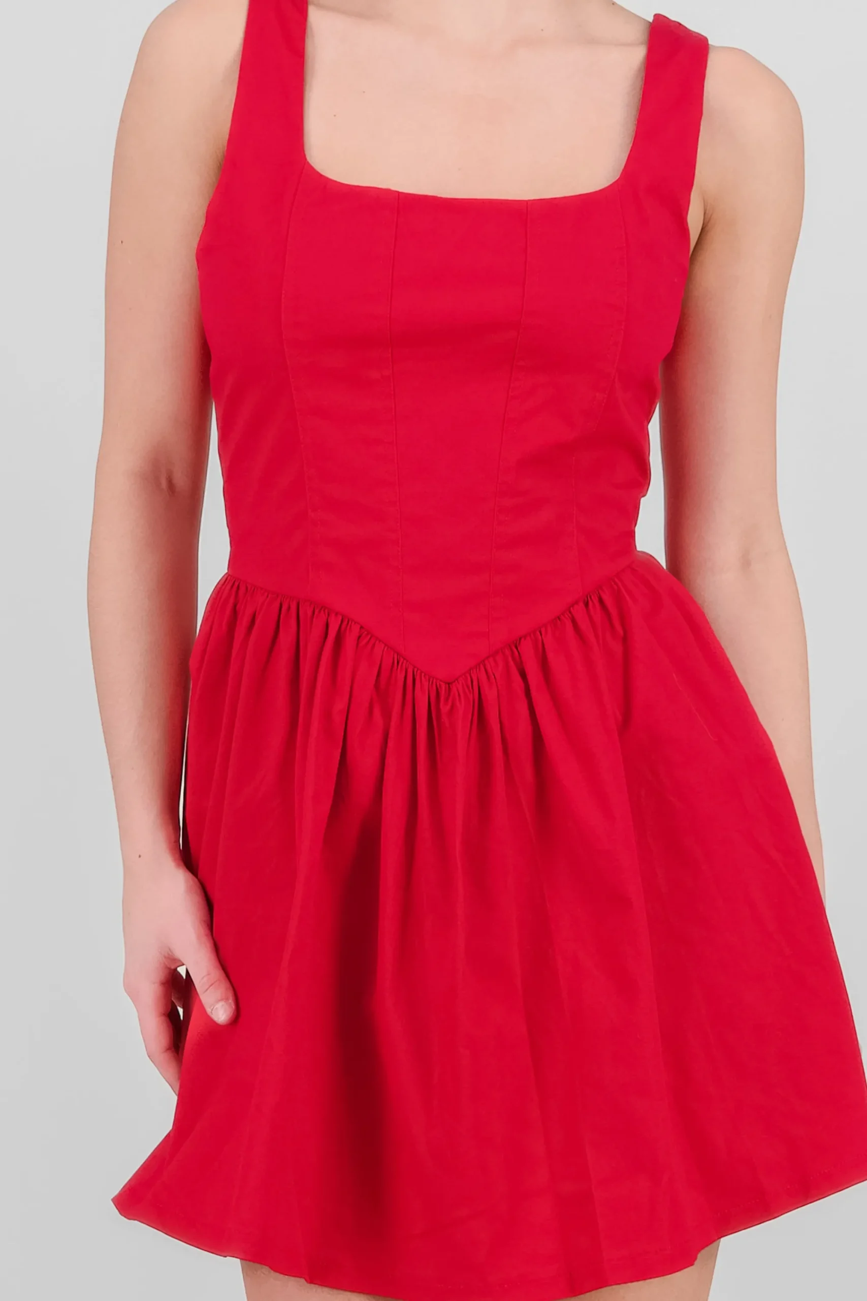 Shasa Solid Balloon Mini Dress