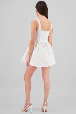 Shasa Solid Balloon Mini Dress