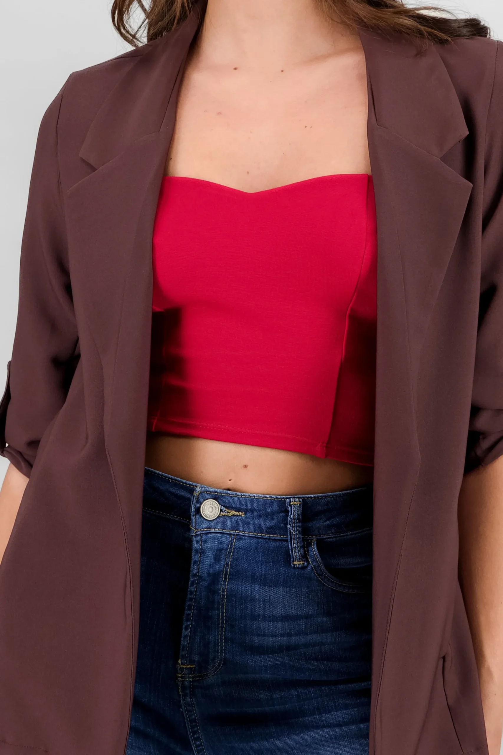 Shasa Solid blazer with adjustable sleeves