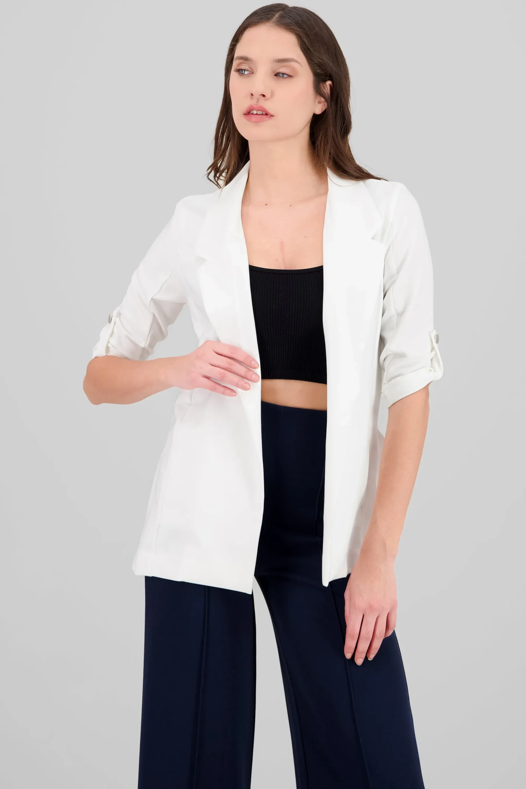 Shasa Solid blazer with adjustable sleeves