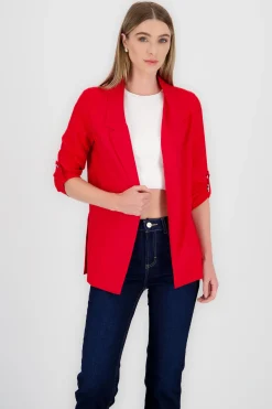 Shasa Solid blazer with adjustable sleeves