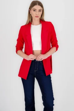 Shasa Solid blazer with adjustable sleeves