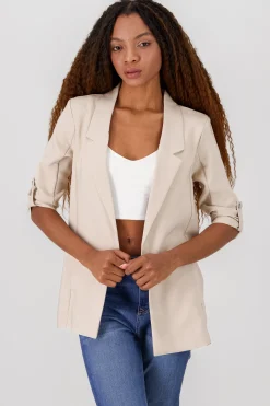 Shasa Solid blazer with adjustable sleeves