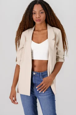Shasa Solid blazer with adjustable sleeves