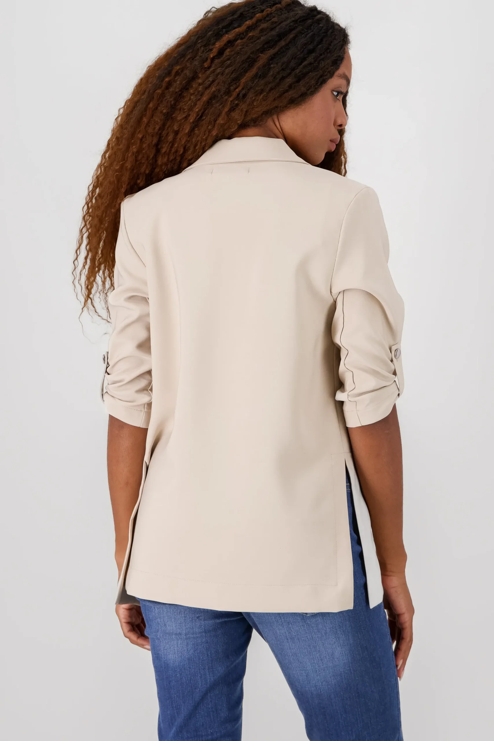 Shasa Solid blazer with adjustable sleeves