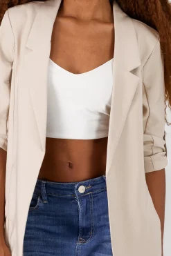 Shasa Solid blazer with adjustable sleeves