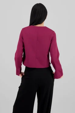 Shasa Solid Blazer with Buttons