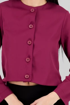 Shasa Solid Blazer with Buttons