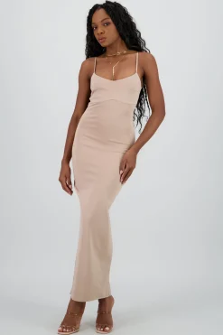 Shasa Solid Bodycon Maxi Dress