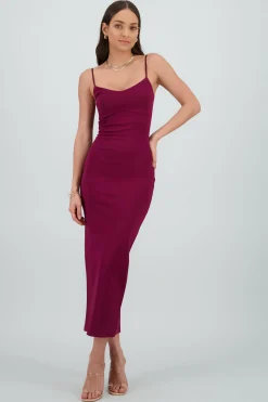 Shasa Solid Bodycon Maxi Dress