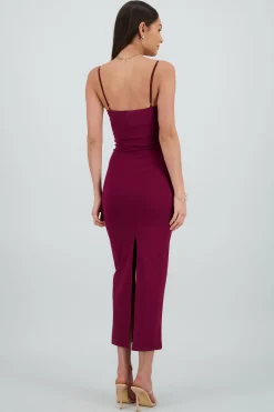 Shasa Solid Bodycon Maxi Dress