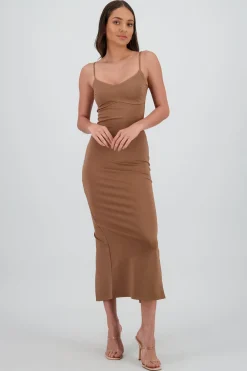 Shasa Solid Bodycon Maxi Dress