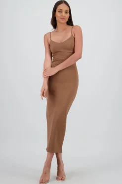 Shasa Solid Bodycon Maxi Dress