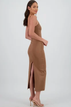 Shasa Solid Bodycon Maxi Dress