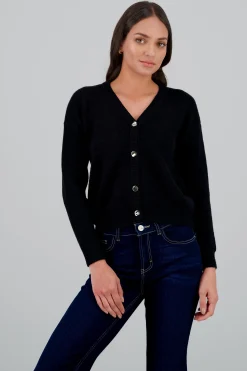 Shasa Solid Button Cardigan