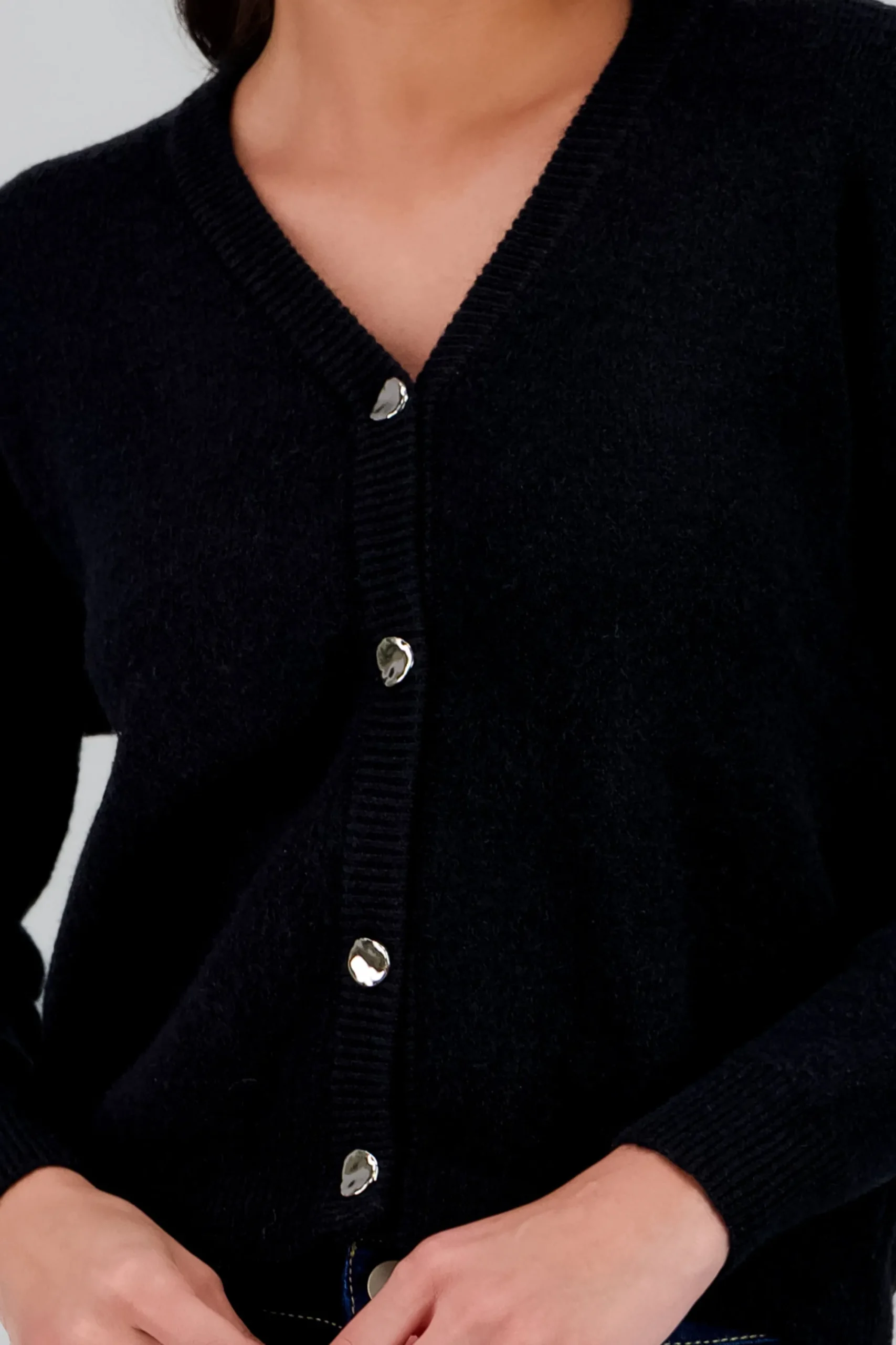 Shasa Solid Button Cardigan