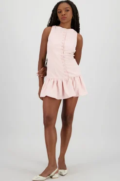 Shasa Solid Buttoned Skater Dress