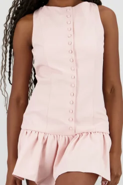 Shasa Solid Buttoned Skater Dress