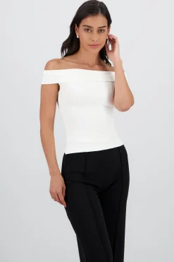 Shasa Solid Cascading Off Shoulder Top