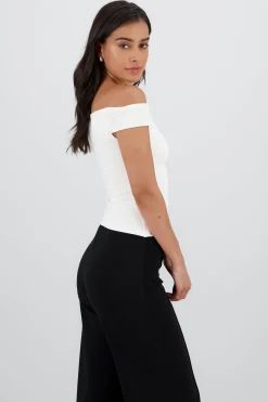 Shasa Solid Cascading Off Shoulder Top
