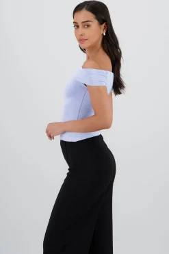 Shasa Solid Cascading Off Shoulder Top