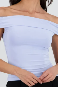 Shasa Solid Cascading Off Shoulder Top