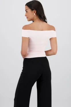 Shasa Solid Cascading Off Shoulder Top