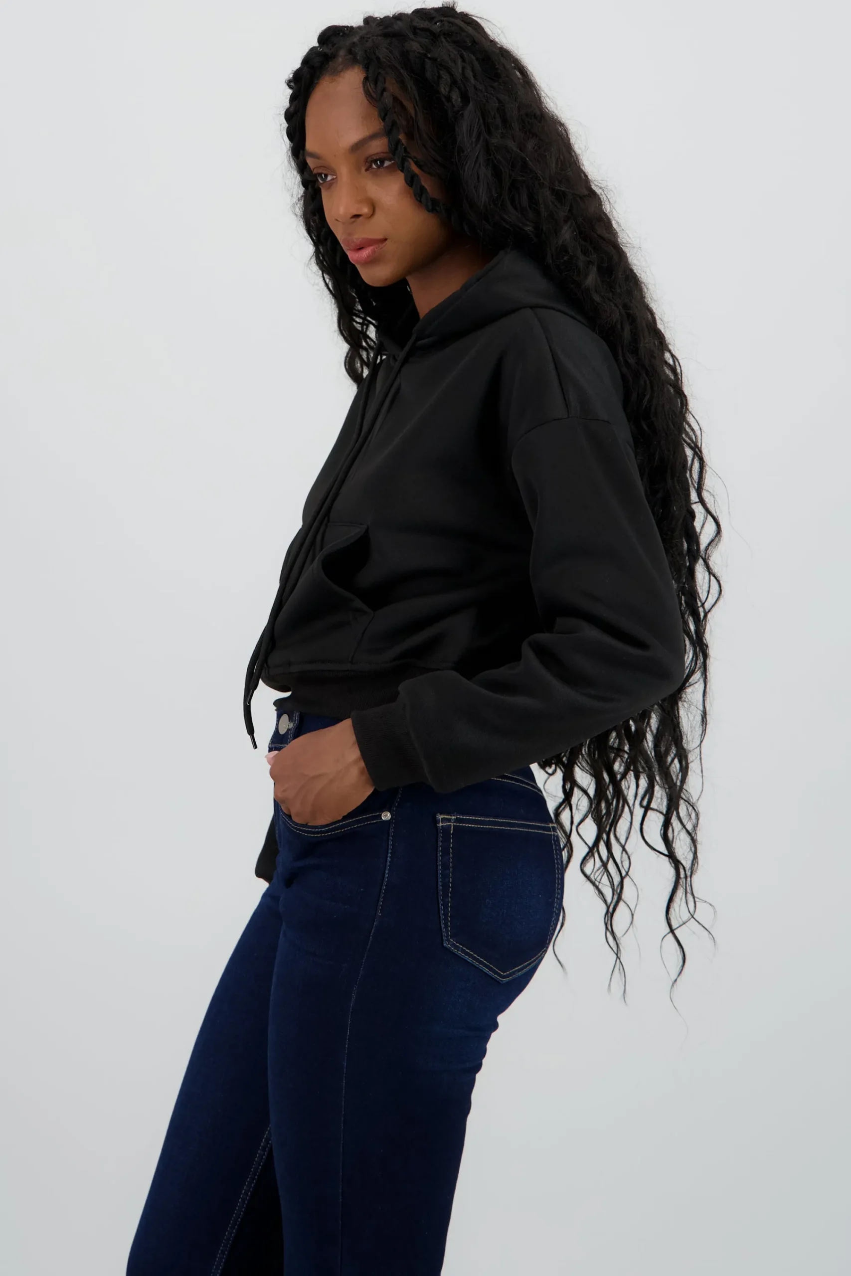 Shasa Solid Crop Hoodie