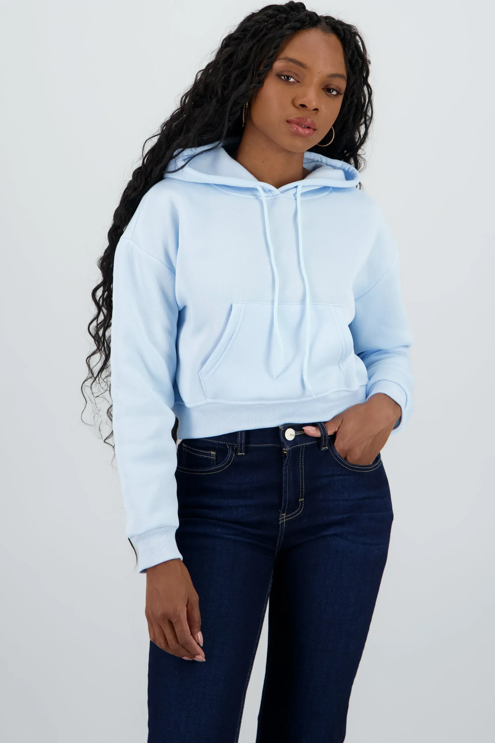 Shasa Solid Crop Hoodie