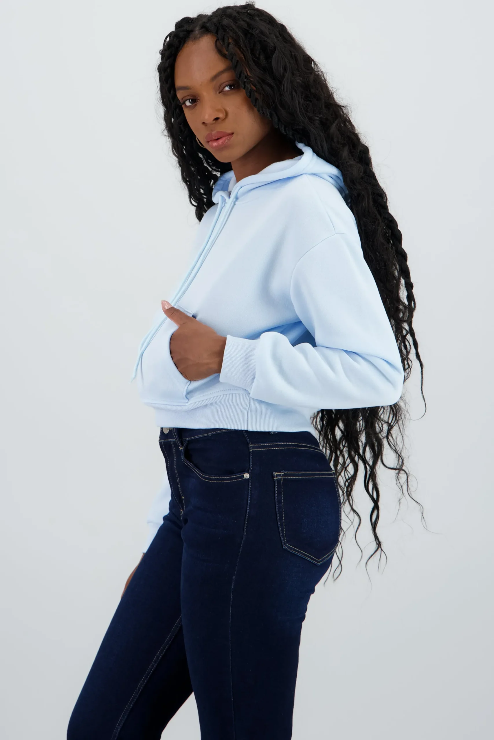 Shasa Solid Crop Hoodie